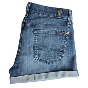 7 For All Mankind Roll Cuff Midrise Shorts 3 Inch Inseam Spring Summer Size 28